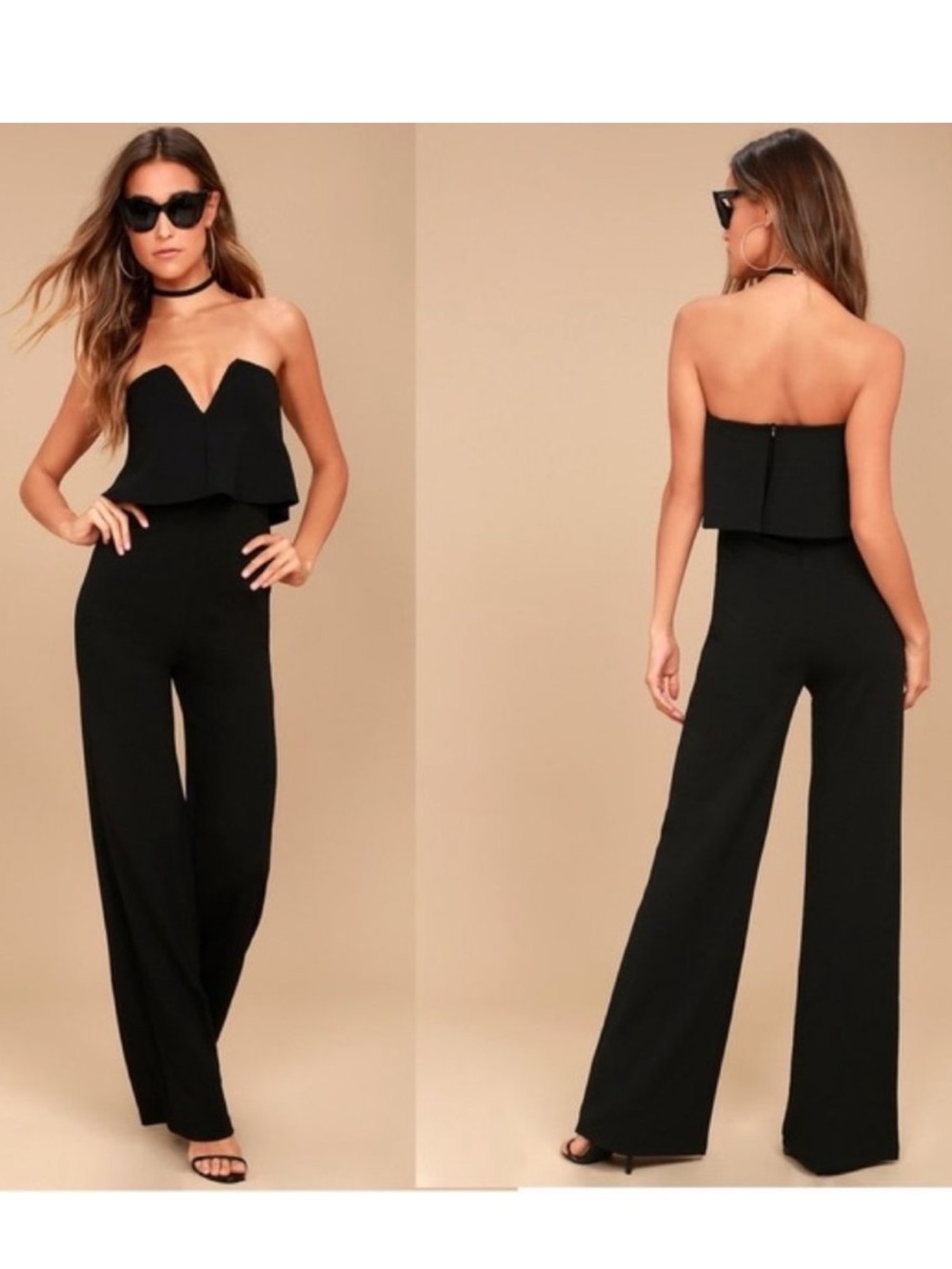 NWT Lulus Power of Love Black Strapless Jumpsuit - Size Medium